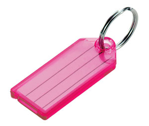 Lucky Line 1040068 Key Tag with Split Ring, Plastic, 100/Display Box, Magenta