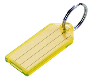 Lucky Line 1040080 Key Tag with Split Ring, Plastic, 100/Display Box, Yellow