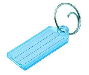 Lucky Line 1230030 Key Tag with Tang Ring, Plastic, 100/Display Box, Blue