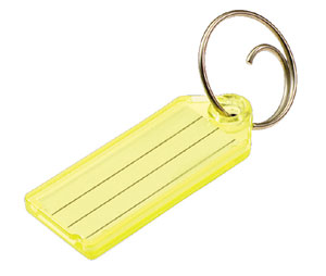 Lucky Line 1230080 Key Tag with Tang Ring, Plastic, 100/Display Box, Yellow