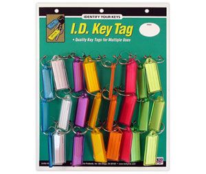 Lucky Line 12324 Key Tag with Tang Ring, Plastic, 1 card (24/card), Assorted Colors