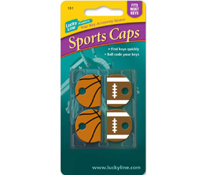 Lucky Line 16104 Sports Key Cap, Vinyl, 5 cards (4/card), Assorted Designs (Baseball, Basketball, Football, Golf, Soccer, Tennis)