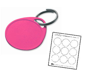Lucky Line 2506814 Round Label-It Plastic Tag - One Hole - with Label, Plastic, 14/package, Magenta