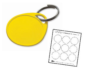 Lucky Line 2508014 Round Label-It Plastic Tag - One Hole - with Label, Plastic, 14/package, Lemon