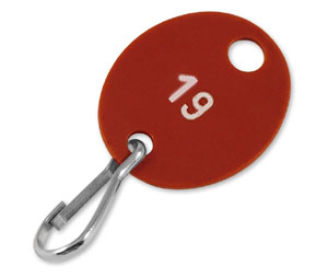 Lucky Line 2581019 Oval Cabinet Tag Numb 19, Polystyrene,  with Hook, Brown