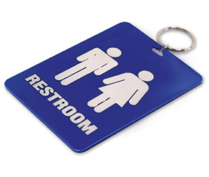 Lucky Line 53201 Restroom Tag with Ring, Styrene, 1/package, Blue