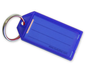 Lucky Line 6040030 Key Tag with Split Ring, Polypropylene, 100/Display Box, Blue