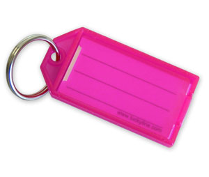 Lucky Line 6040068 Key Tag with Split Ring, Polypropylene, 100/Display Box, Magenta