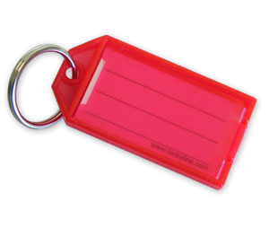 Lucky Line 6040070 Key Tag with Split Ring, Polypropylene, 100/Display Box, Red