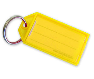 Lucky Line 6040080 Key Tag with Split Ring, Polypropylene, 100/Display Box, Yellow