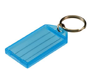 Lucky Line 6050030 Key Tag with Split Ring, Polypropylene, 100/Display Box, Blue