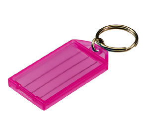 Lucky Line 6050068 Key Tag with Split Ring, Polypropylene, 100/Display Box, Magenta