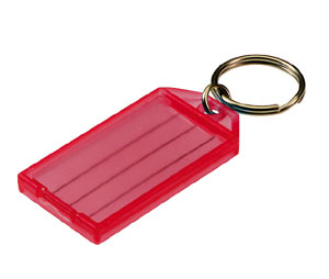Lucky Line 6050070 Key Tag with Split Ring, Polypropylene, 100/Display Box, Red