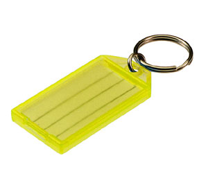 Lucky Line 6050080 Key Tag with Split Ring, Polypropylene, 100/Display Box, Yellow
