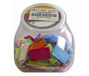 Lucky Line 60527 Key Tag with Split Ring, Polypropylene, 75/Medium Jar, Assorted Colors