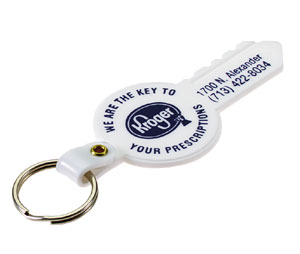 Lucky Line Products 955204 Custom Imprinted Key Shaped Fob with Nickel Plated Key Ring Attachment