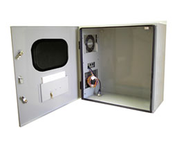 Mier BW124ACHTW Temperature Controlled Outdoor NEMA4 Enclosure w/Window in the Door - 2000 BTU AC Unit - 500W Heater
