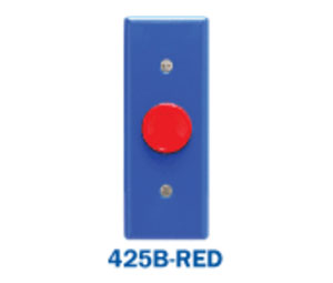 MS Sedco 425B-RED 425 Series, Narrow Style Button Switch - Red Button/Blue Face Plate