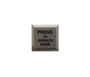 MS Sedco 59-P 4-1/2" Square Push Plate Switch - Stainless Steel with Black Paint PRESS TO OPERATE DOOR