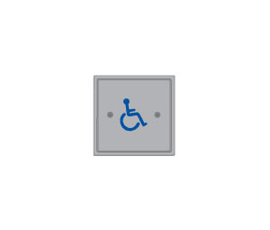 MS Sedco 59-WSS 4-1/2" Square Push Plate Switch - Stainless Steel with Blue Paint WHEELCHAIR