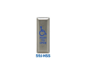 MS Sedco 59J-HSS 59J Series Jamb Style Push Plate Switch - Stainless Steel with Blue Paint Filled Legend