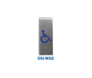 MS Sedco 59J-WSS 59J Series Jamb Style Push Plate Switch - Stainless Steel with Blue Paint Filled Legend