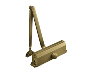 Norton 1601 696 Grade 1 Adjustable Surface Door Closer Regular Double Lever Arm Non-Hold Open, Painted Satin Brass