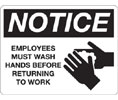 Palmer Fixture W8001 BK Employee Wash Hands Notice Sign- Black