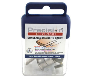 Precision Lock PLS12PRO-BKL Concealed Magnetic Catch with Adjustable Strength for 16mm - 30mm Doors, Black Finish