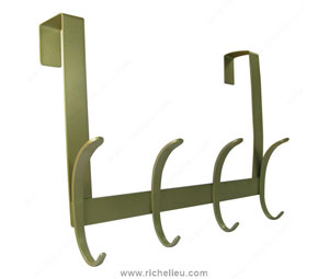 Richelieu 17421 C-Hook Over-the-Door Bar - 4-Hook, Pewter