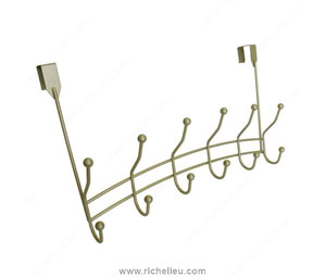Richelieu 72621 6 Hooks on a Rack Over the Door - Pewter