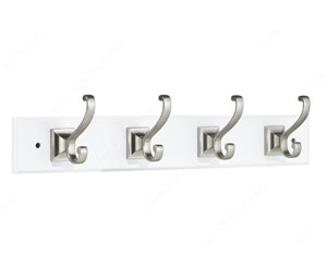 Richelieu NH050210195 Hook Rack - 18" White Board, Brushed Nickel Hooks