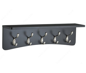 Richelieu NH080214195 Hook Rack with Shelf - Black, Brushed Nickel