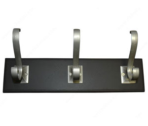 Richelieu T39251184 Hooks on a Brown Board - Transitional Style - Satin Nickel