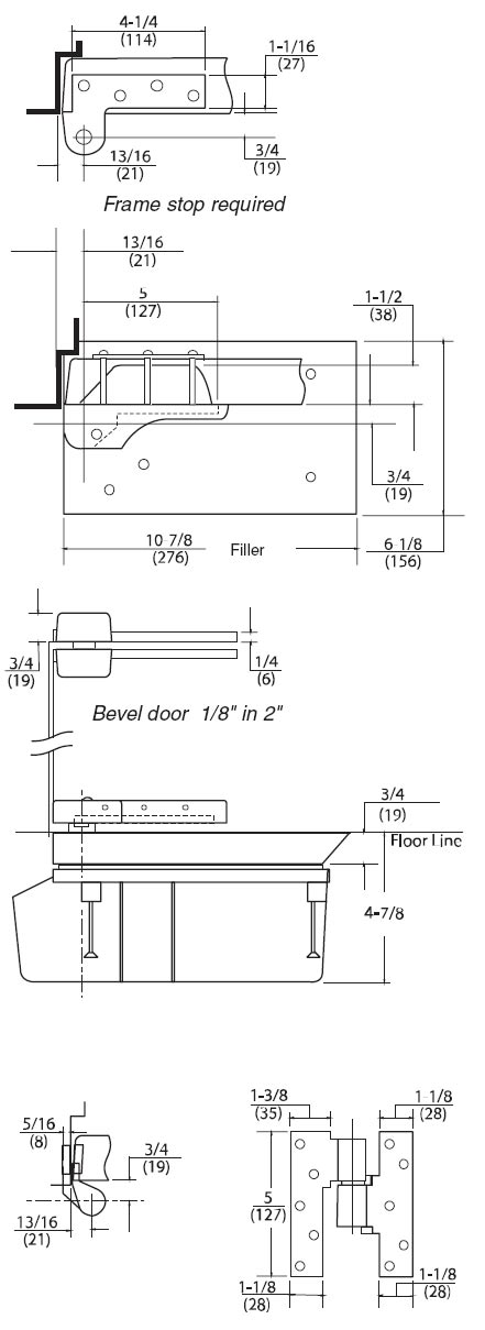 Rixson Qt27 3 4 Offset Hung Floor Closer