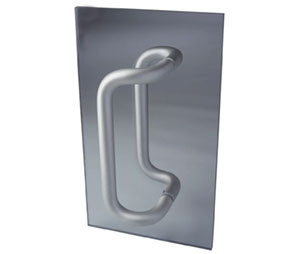 Rockwood BF159BTB16HD-626 Barrier Free 90° Offset Solid Door Pull - 18" CTC, Satin Chrome Plated Brass, Heavy Duty Back-to-Back Mounting for Wood or Metal Door