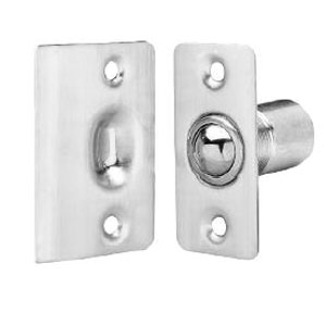 Rockwood 911RC-605 Adjustable Ball Catch with Wide Strike - Rounded Corners - Polished Clear Coated Brass