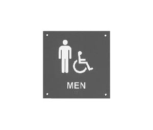 Rockwood BF687-BL BF Series ADA MEN and Wheelchair Tactile Signage with Braille - Blue Background - Plastic