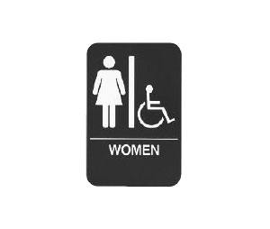 Rockwood BFM688-BK BFM Series ADA Molded Plastic WOMEN and Wheelchair Sign - Black Background - Plastic