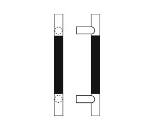 Straight Square Ends NoirMet™ - Small PostMount Pull - 6" CTC - Polished Stainless Steel with Black Aluminum Grip