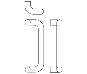 Rockwood RM202-18-10BE 90° Offset Tubular Pull Bar - 18" CTC x 1-1/4" Diameter - Dark Oxidized Satin Bronze, Equivalent