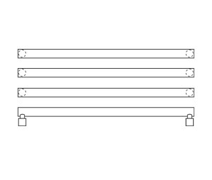 Rockwood RM2122-32-3-629  MezzoTek™ - Necked Post Triple Push Bar without GripZone™ - 32" CTC - Polished Stainless Steel