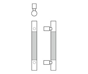 Rockwood RM2130-84-629 Straight MezzoTek™ - Necked Post Pull Bar with GripZone™ - 84" CTC - Polished Stainless Steel