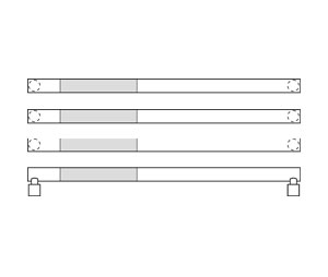 Rockwood RM2142-32-3-629  MezzoTek™ - Necked Post Triple Push Bar with GripZone™ - 32" CTC - Polished Stainless Steel