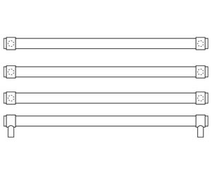 Rockwood RM2202-32-3-629  BandWidth™ - Collar Mount Triple Push Bar  - 32" CTC - Polished Stainless Steel