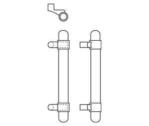 Rockwood RM2234-44-10BE Offset BandWidth™ - Collar Mount Pull Bar  - 44" CTC - Dark Oxidized Satin Bronze, Equivalent