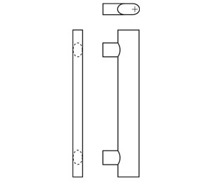 Rockwood RM2420-36-630 Straight OvalTek™ Flat Oval Grip Pull Bar with Oblong Posts - 36" CTC  - Satin Stainless Steel