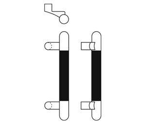 RM2544-8-10BE Offset Round Ends SoftMet Santoprene Grip Pull Bar - 8" CTC - Dark Oxidized Satin Bronze, Equivalent