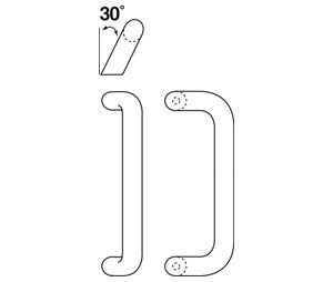 Rockwood RM258-12-711 Heavy Duty 30° Offset Solid Pull Bar - 12" CTC x 1-1/4" Diameter - Black Anodized Aluminum