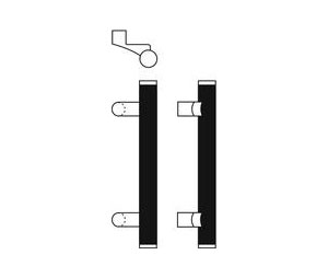 Rockwood RM2640-20-605 Offset Square Ends SoftTek Santoprene Grip Pull Bar - 20" CTC - Polished Clear Coated Brass